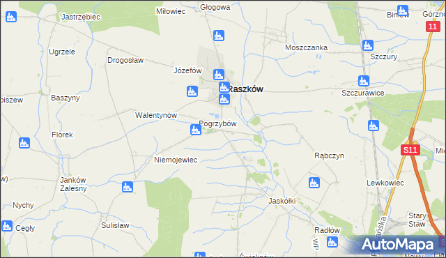 mapa Przybysławice gmina Raszków, Przybysławice gmina Raszków na mapie Targeo