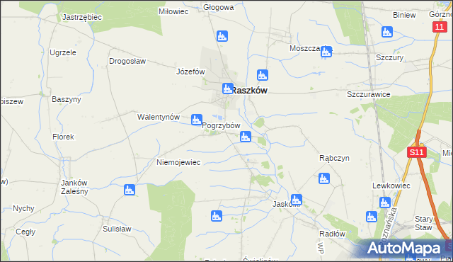mapa Przybysławice gmina Raszków, Przybysławice gmina Raszków na mapie Targeo