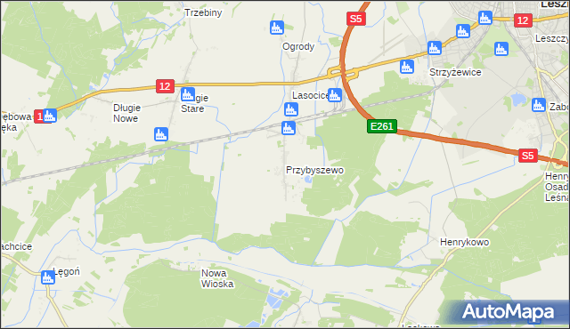 mapa Przybyszewo gmina Święciechowa, Przybyszewo gmina Święciechowa na mapie Targeo