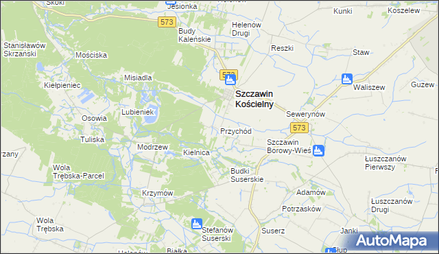 mapa Przychód gmina Szczawin Kościelny, Przychód gmina Szczawin Kościelny na mapie Targeo