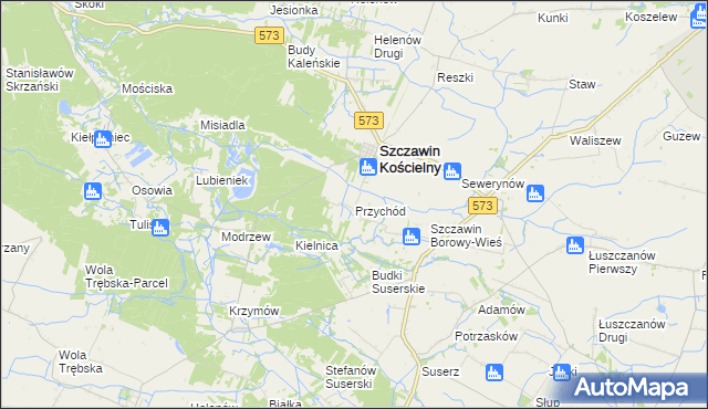 mapa Przychód gmina Szczawin Kościelny, Przychód gmina Szczawin Kościelny na mapie Targeo