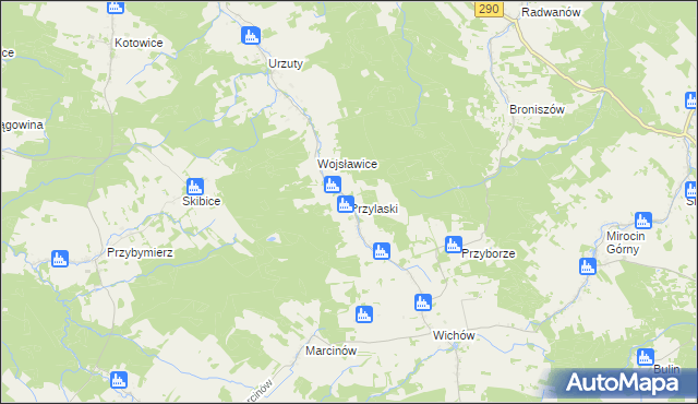 mapa Przylaski gmina Brzeźnica, Przylaski gmina Brzeźnica na mapie Targeo