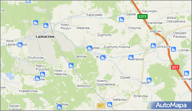 mapa Przyłęk gmina Sobolew, Przyłęk gmina Sobolew na mapie Targeo