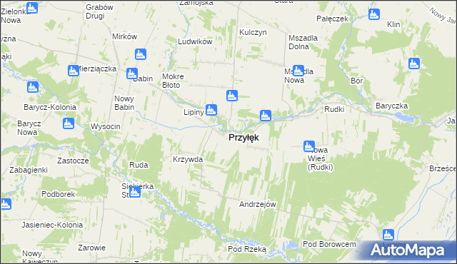 mapa Przyłęk powiat zwoleński, Przyłęk powiat zwoleński na mapie Targeo