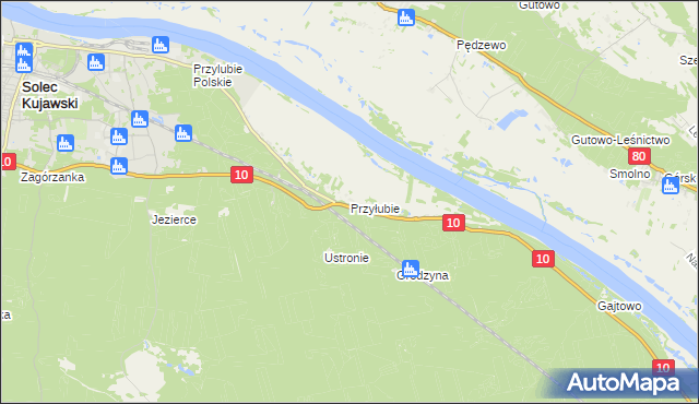 mapa Przyłubie gmina Solec Kujawski, Przyłubie gmina Solec Kujawski na mapie Targeo