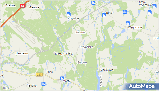 mapa Przypólsko gmina Osina, Przypólsko gmina Osina na mapie Targeo