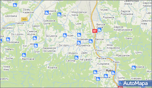 mapa Przysietnica gmina Stary Sącz, Przysietnica gmina Stary Sącz na mapie Targeo