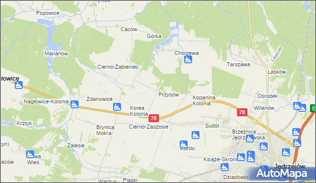 mapa Przysów, Przysów na mapie Targeo