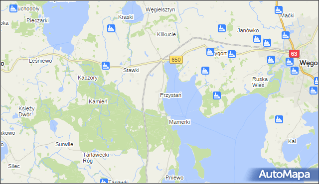 mapa Przystań gmina Węgorzewo, Przystań gmina Węgorzewo na mapie Targeo