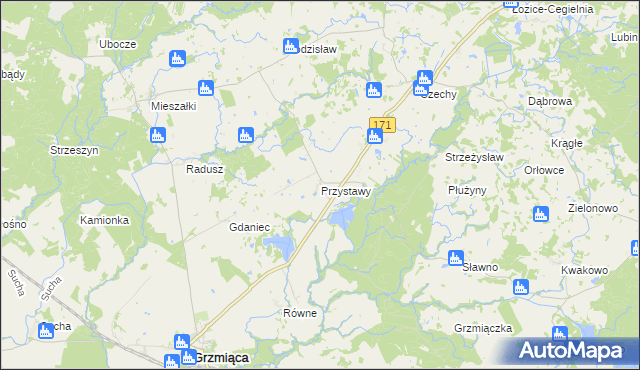 mapa Przystawy gmina Grzmiąca, Przystawy gmina Grzmiąca na mapie Targeo