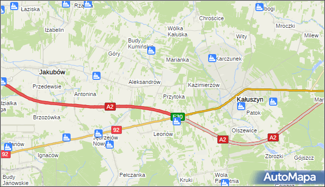 mapa Przytoka gmina Kałuszyn, Przytoka gmina Kałuszyn na mapie Targeo