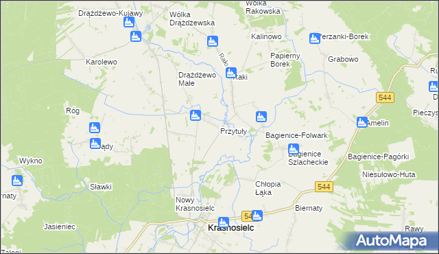 mapa Przytuły gmina Krasnosielc, Przytuły gmina Krasnosielc na mapie Targeo