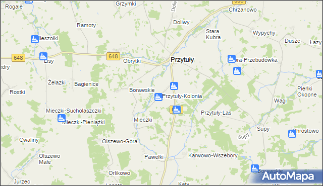 mapa Przytuły-Kolonia, Przytuły-Kolonia na mapie Targeo