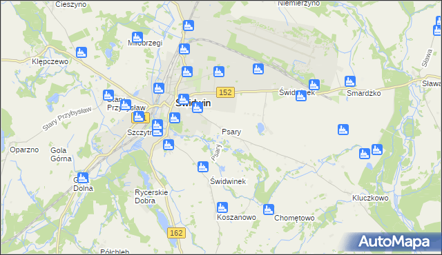 mapa Psary gmina Świdwin, Psary gmina Świdwin na mapie Targeo