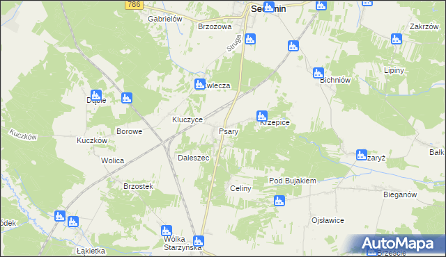 mapa Psary-Kolonia, Psary-Kolonia na mapie Targeo