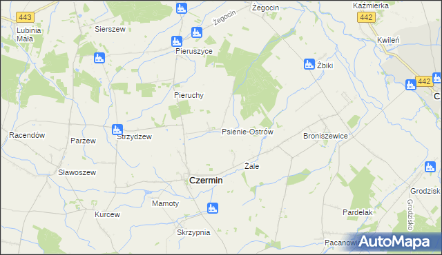 mapa Psienie-Ostrów, Psienie-Ostrów na mapie Targeo