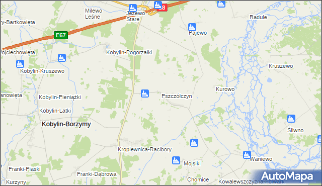 mapa Pszczółczyn gmina Kobylin-Borzymy, Pszczółczyn gmina Kobylin-Borzymy na mapie Targeo