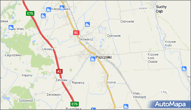 mapa Pszczółki powiat gdański, Pszczółki powiat gdański na mapie Targeo