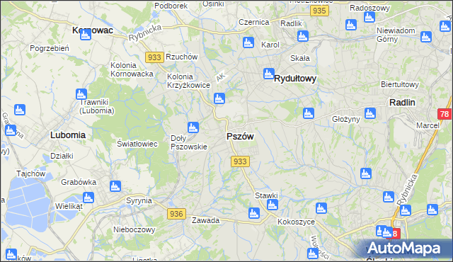 mapa Pszów, Pszów na mapie Targeo