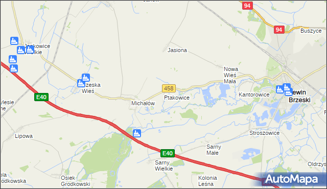 mapa Ptakowice gmina Lewin Brzeski, Ptakowice gmina Lewin Brzeski na mapie Targeo