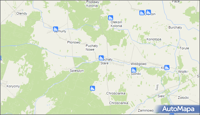 mapa Puchały Stare, Puchały Stare na mapie Targeo