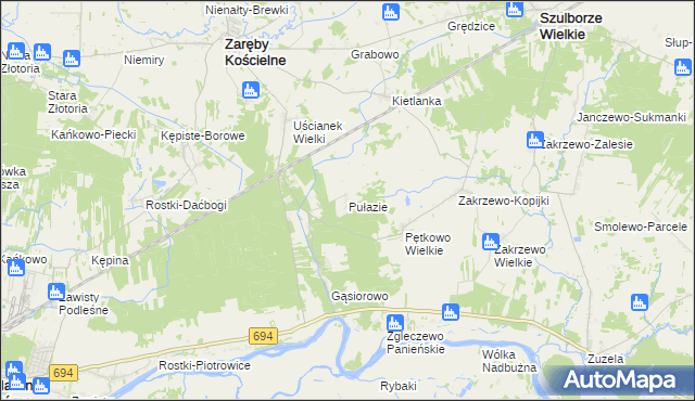 mapa Pułazie, Pułazie na mapie Targeo