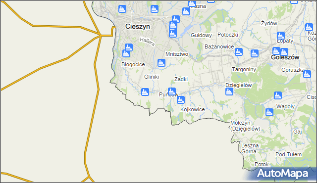 mapa Puńców, Puńców na mapie Targeo