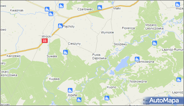 mapa Pusta Dąbrówka, Pusta Dąbrówka na mapie Targeo