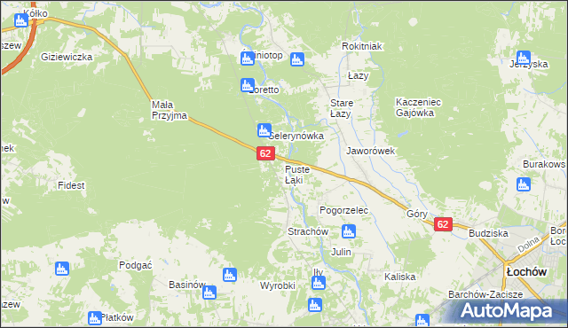 mapa Puste Łąki, Puste Łąki na mapie Targeo