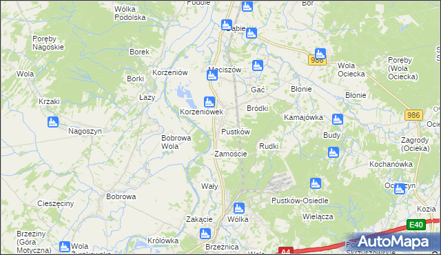 mapa Pustków gmina Dębica, Pustków gmina Dębica na mapie Targeo