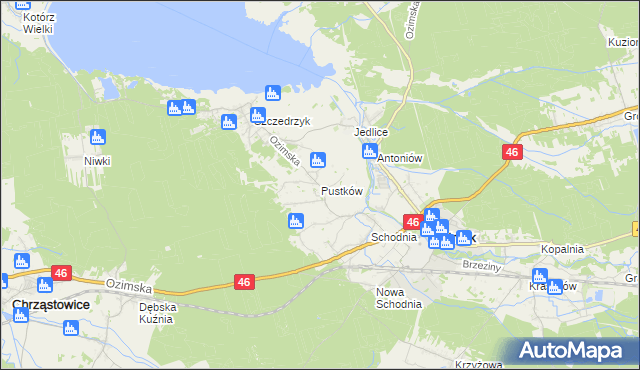 mapa Pustków gmina Ozimek, Pustków gmina Ozimek na mapie Targeo