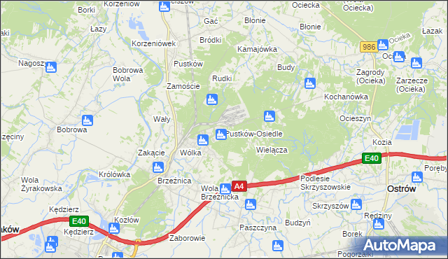 mapa Pustków-Osiedle, Pustków-Osiedle na mapie Targeo