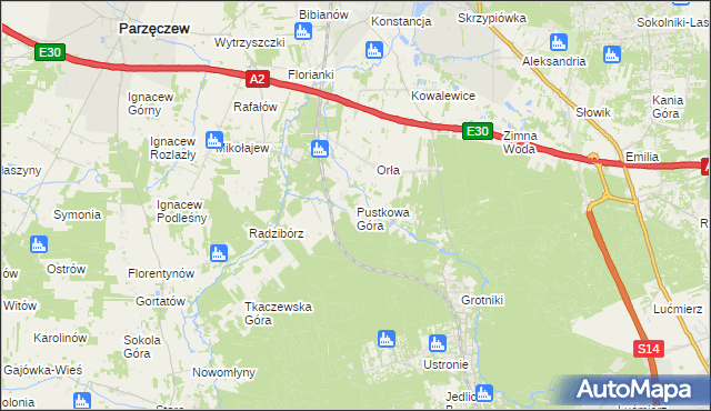 mapa Pustkowa Góra, Pustkowa Góra na mapie Targeo