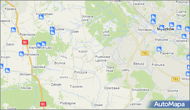 mapa Pustkowie Lgockie, Pustkowie Lgockie na mapie Targeo