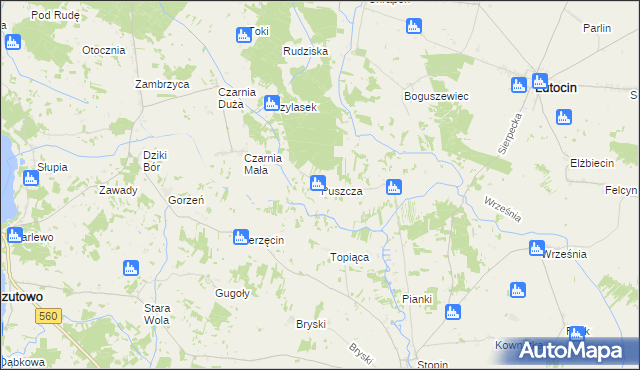 mapa Puszcza gmina Rościszewo, Puszcza gmina Rościszewo na mapie Targeo
