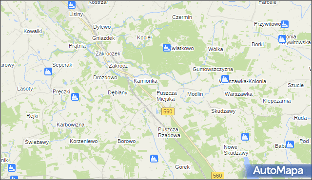 mapa Puszcza Miejska, Puszcza Miejska na mapie Targeo