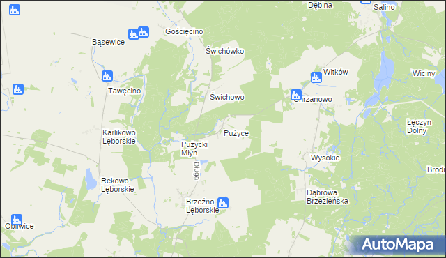 mapa Pużyce, Pużyce na mapie Targeo