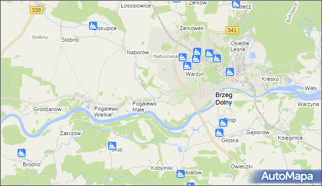 mapa Pysząca gmina Brzeg Dolny, Pysząca gmina Brzeg Dolny na mapie Targeo