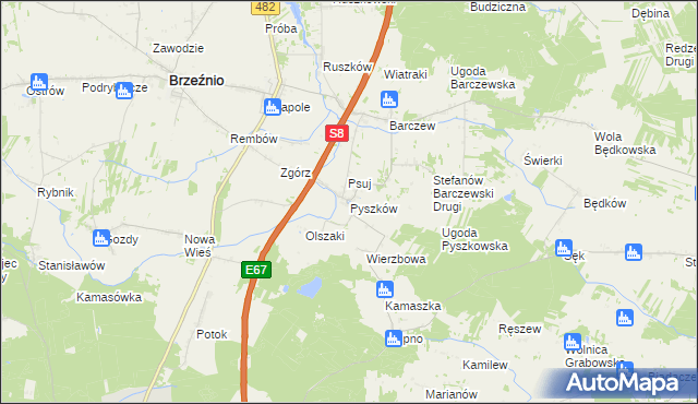 mapa Pyszków, Pyszków na mapie Targeo