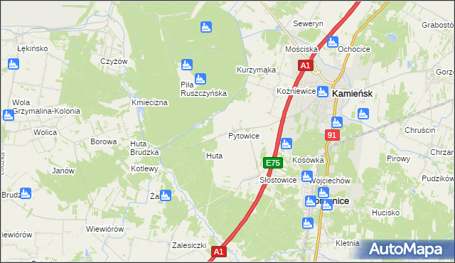 mapa Pytowice, Pytowice na mapie Targeo