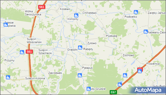 mapa Rabędy gmina Stary Lubotyń, Rabędy gmina Stary Lubotyń na mapie Targeo