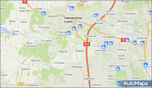 mapa Rąbień AB, Rąbień AB na mapie Targeo