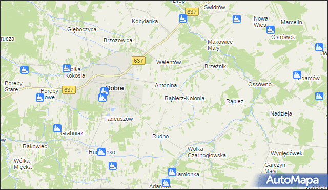 mapa Rąbierz-Kolonia, Rąbierz-Kolonia na mapie Targeo