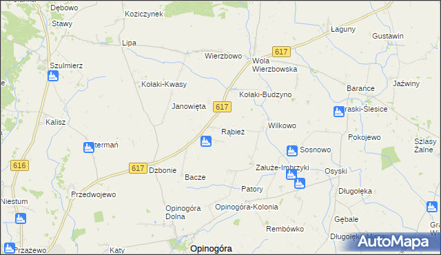 mapa Rąbież gmina Opinogóra Górna, Rąbież gmina Opinogóra Górna na mapie Targeo