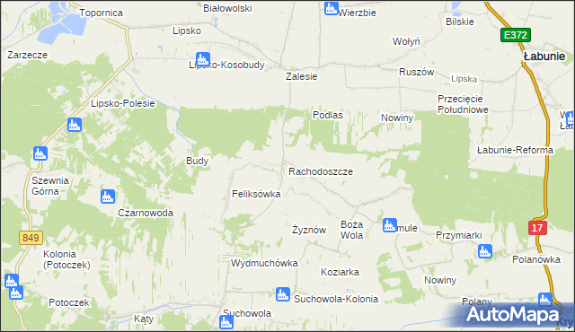 mapa Rachodoszcze, Rachodoszcze na mapie Targeo