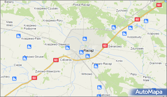 mapa Raciąż powiat płoński, Raciąż powiat płoński na mapie Targeo