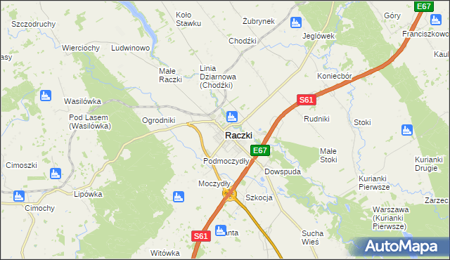 mapa Raczki powiat suwalski, Raczki powiat suwalski na mapie Targeo