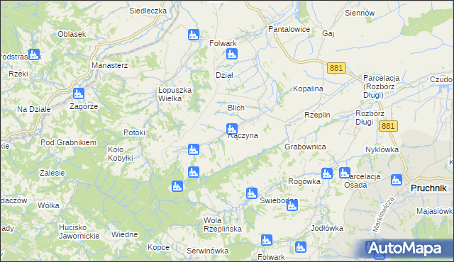 mapa Rączyna, Rączyna na mapie Targeo