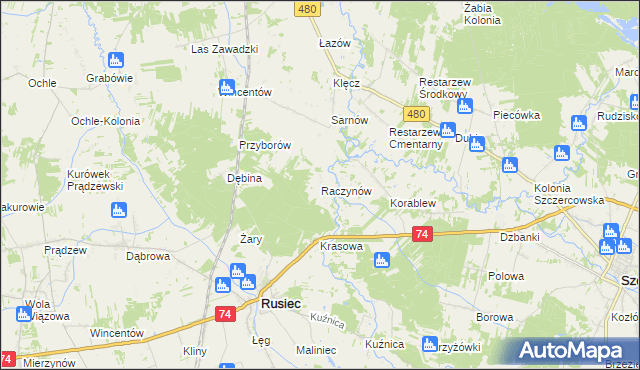 mapa Raczynów, Raczynów na mapie Targeo