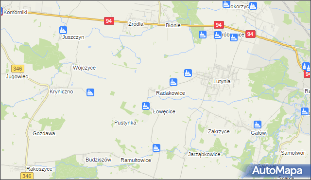 mapa Radakowice, Radakowice na mapie Targeo